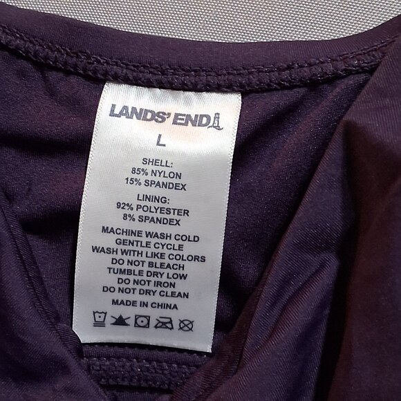 Lands' End Dark Purple Ruched Swimsuit - Picture 10 of 12
